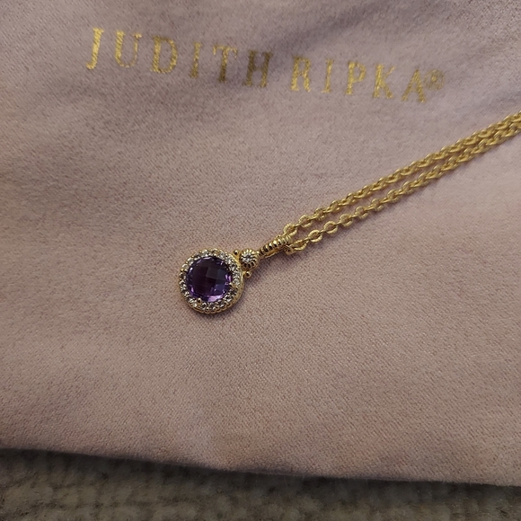 NWT 14K Gold 2 carat Amethyst & White Topaz Pendant Necklace - Picture 6 of 8